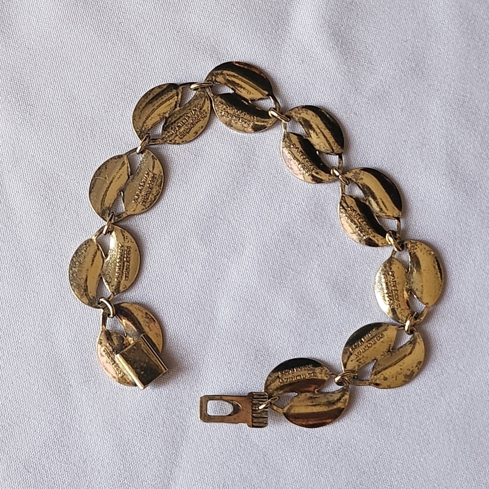 Vintage DA Norway Gold Leaf Sterling Silver Bracelet - Picture 2 of 6